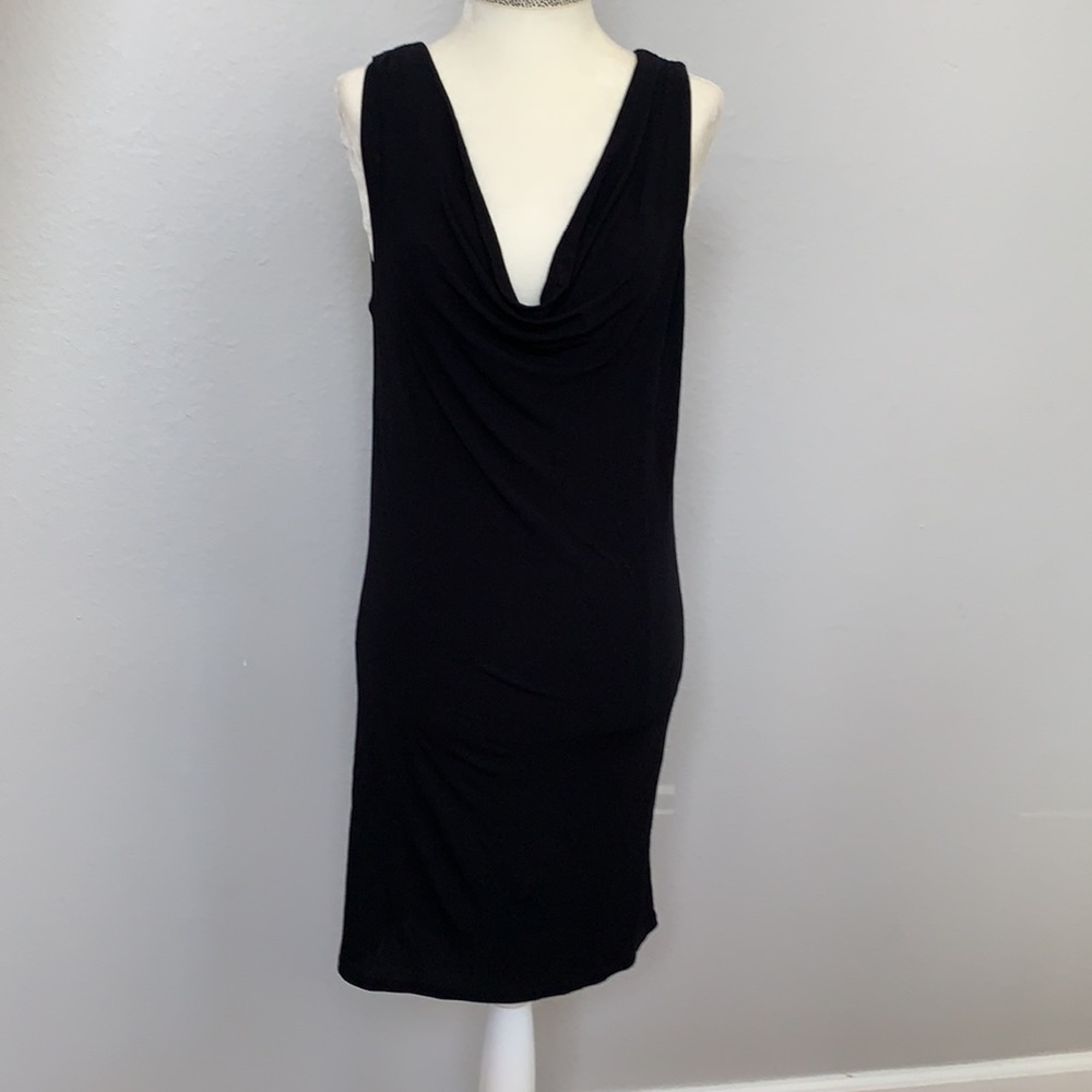 Felicity & Coco Black Low Front Drape Back Dress - image 1